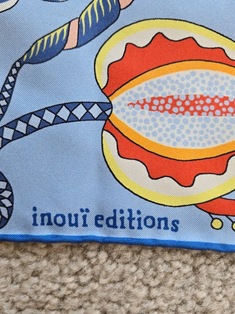 NWOT Inoui Editions Silk Scarf Neckerchief Whimsical Scene Hand Rolled Hems - Picture 5 of 7